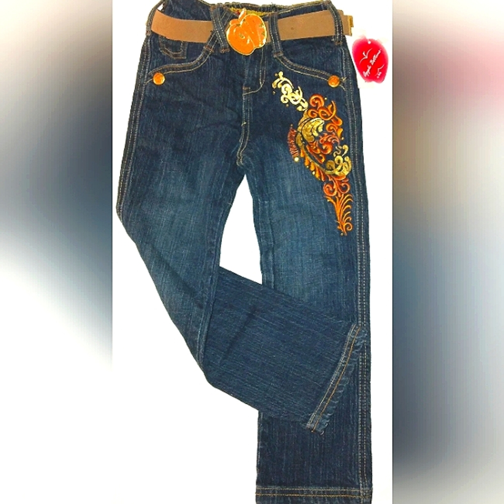 ☆Y2K☆Fabulous NWT "APPLE BOTTOM Embellished Jeans & Belt☆Amazing Detail